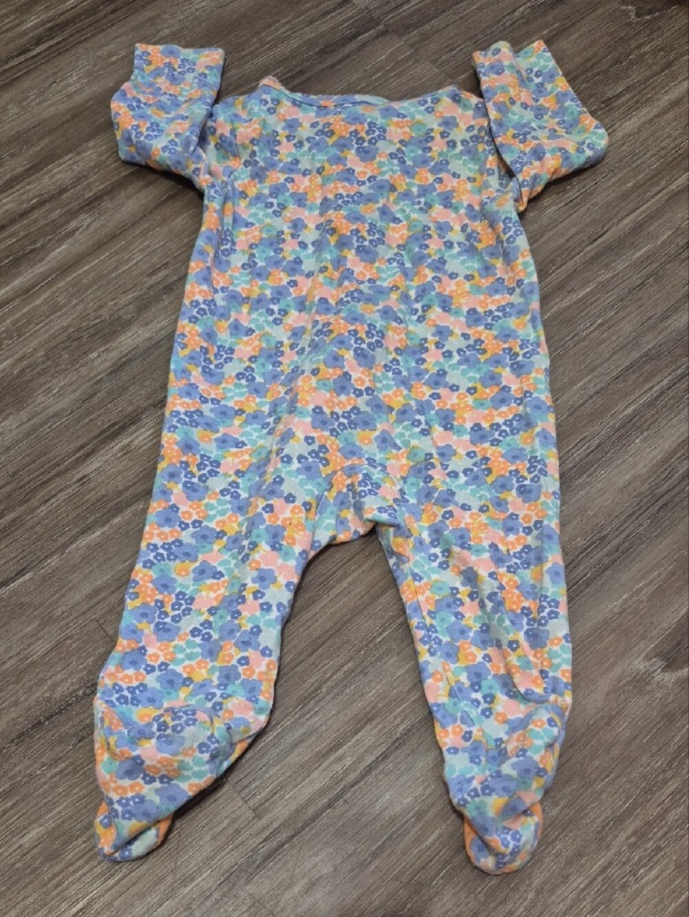 Carter's Floral Footed One-Piece in Blue, Orange, Cream - Picture 4 of 4